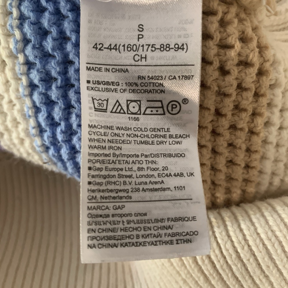 GAP Womens Rainbow Crochet Sweater Size Small Pride Open Knit Cotton Twee - Picture 7 of 8